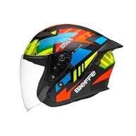 Capacete Moto Aberto Bieffe B-pace Aragon c/ Óculos Solar Interno - Preto Colorido - imagem 4