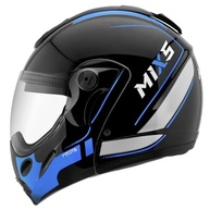 Capacete Mixs MX Captiva Robocop Escamoteável com Viseira Solar Interna - Cinza/Azul - imagem 3