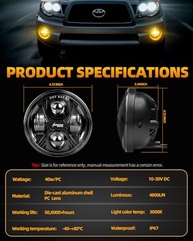 Faróis de Neblina LED Âmbar para Toyota Tacoma, Tundra, Sequoia e Solara - Visibilidade Superior - imagem 4
