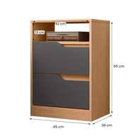 Mesa de Cabeceira Sole com 2 Gavetas e Nicho – Design Moderno em Freijo/Titanium - imagem 4