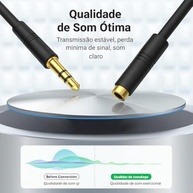 Cabo Extensor P2 3.5mm Premium: Som Estéreo de Alta Fidelidade e Conexão Duradoura | 1.5m - imagem 4