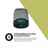 Harman Kardon Aura Studio 4: Caixa de Som Bluetooth Preta com Design Icônico e Iluminação Vibrante - imagem 5