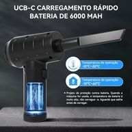 Soprador e Aspirador Portátil Sem Fio 6000mAh: Limpeza Profissional para PC, Carro e Escritório - imagem 5