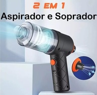 Aspirador de Pó e Soprador 2 em 1 Premium - Sem Fio 6000Pa Recarregável USB para Carro, Casa e Escritório (Preto) - imagem 3