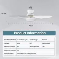 Ventilador de Teto com LED 40W e Controle Remoto - 6 Hélices Silencioso, Bivolt, Soquete E27 - imagem 2
