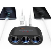 Divisor de Tomada 3 em 1 CIADAZ: Carregamento Rápido USB + PD e 3 Soquetes 120W para Seu Veículo - imagem 4
