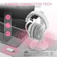 Headset Gamer Redragon Zeus Pro Branco Sem Frio, Bluetooth, Sorround 7.1, Microfone Removível - Branco e Rose Gold - imagem 3