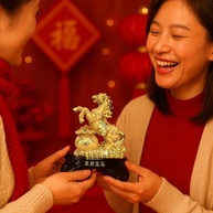Estátua Feng Shui Ano Chinês 2026 - Cavalo com Moedas do Imperador para Sorte e Prosperidade - imagem 3