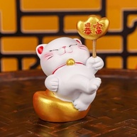 Estátua de Gato da Sorte Chinês - Mini Estatueta Animada para Decoração e Boa Sorte - imagem 3