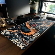 Mouse Pad Gamer Speed Extra Grande Desk Pad Profissional com Borda Costurada 70x35 Dragão Azul Premium GAXMARK - imagem 3