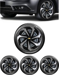 Jogo 4 Calotas Spider Aro 15 Chevrolet Onix, Prisma, Spin e Mais - Preto/Prata - imagem 1