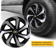 Jogo 4 Calotas Spider Aro 15 Chevrolet Onix, Prisma, Spin e Mais - Preto/Prata - imagem 4