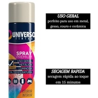 Tinta Spray 400ml Branco Fosco Uso Geral em Aço Ferro Couro Gesso Cerâmica | Universo | Kit 04 un - imagem 4