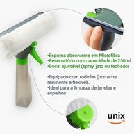 Rodo Limpa Seca Vidros 3 em 1 com Spray Integrado - Esfregão e Borrifador Multiuso para Box, Janelas e Azulejos - imagem 4