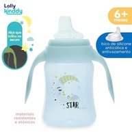 Copo Star Brilha no Escuro com Bico de Silicone 6+ Meses 250ml Lolly Azul - Segurança e Diversão para Bebês - imagem 3