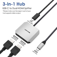 WAVLINK Adaptador USB-C para HDMI Duplo 4K: Expanda sua Produtividade com Carregamento PD 100W - imagem 3