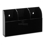 Suporte de Parede Triplo em Acrílico Preto para Controles Remotos – Organize sua Sala com Estilo - imagem 3