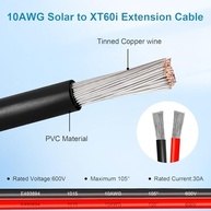 Cabo Solar XT60i 10 AWG: Conexão Poderosa para Sua Estação de Energia Portátil e Painéis Solares - imagem 4