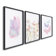 Quadro Decorativo Infantil Borboletas e Flores - Arte Suave para Quarto de Bebê (Preto, 50x75cm) - imagem 2