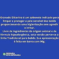 Sabonete Granado Bebê Glicerina 90g: Cuidado Suave - imagem 2