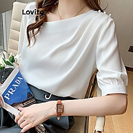 Lovito Blusa Assimétrica com Botões – Elegância e Toque Suave - imagem 2