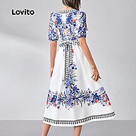 Vestido Elegante Azul e Branco com Zíper - Toque Suave - imagem 2