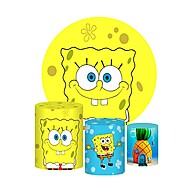 Capas Cilindro + Painel 1,50 Bob Esponja Tecido Sublimado - imagem 1