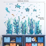 Adesivos de Parede DECOWALL DS12-8084 - Cenário Submarino com Tartarugas, Peixes e Algas Marinhas para Decoração Infantil - imagem 3