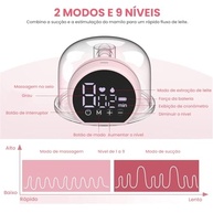 Bomba de Tirar Leite Mãos Livres Elétrica Rosa - 3 Modos e 10 Níveis de Sucção - imagem 3