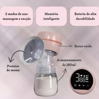 Bomba de Tirar Leite Elétrica Portátil com Tela LED - 2 Modos e 9 Níveis de Sucção - imagem 4