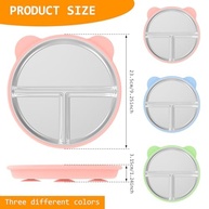 Pratos Infantil Aço Inox com Sucção - 3 Unidades Coloridas com Mangas Silicone Removíveis - imagem 4