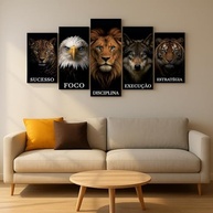 Quadro Motivacional Animais com Frases de Sucesso, Foco e Disciplina em MDF 130x60cm - imagem 3
