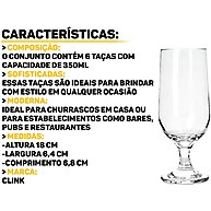 Conjunto de 6 Taças de Vidro 350ml Clink - Ideal para Chopp, Cerveja e Sucos - imagem 2
