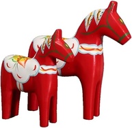 Conjunto de Cavalos Dala Suecos em Madeira - Estilo Dalecarliano, Decoração de Natal Elegante e Pintada à Mão - imagem 2