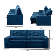 Sofá Retrátil e Reclinável 3 Lugares 2m Livia Suede - imagem 2