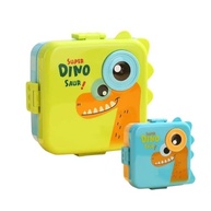 Lancheira Infantil Super Dino - 2 Compartimentos, 6 Divisórias, Mini Pote, Verde e Azul - imagem 2