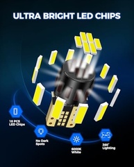 Marsauto Lâmpada LED T10 194: Iluminação Super Branca 6000K para Placa e Interior do Carro (Pacote com 10) - imagem 4