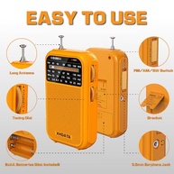 Rádio Portátil XHDATA D220: AM/FM/SW com Recepção Superior e Design Clássico (Laranja) - imagem 5