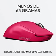 Mouse Gamer Sem Fio Logitech G PRO X SUPERLIGHT com Tecnologia LIGHTSPEED, Ultraleve 63g, 5 Botões Programáveis, Sensor HERO 25K e Bateria Recarregável - Compatível com POWERPLAY - Rosa Magenta - imagem 4