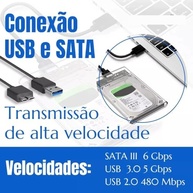 Case Externa Para HD Transparente USB 3.0 Sata 3.0 Suporta SSD e HD até 5TB Alta Velocidade Premium Compacto Plug Play Compatível Windows Mac - imagem 3