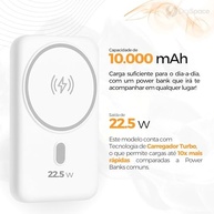 Power Bank Indução 10.000mAh Turbo 22.5W Ultra Rápido com Suporte Dobrável - Universal Android/iOS - imagem 3