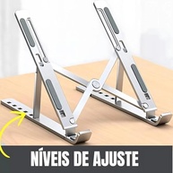 Suporte de Alumínio Premium para Notebook 10-17" com 6 Ângulos Ajustáveis - Ergonômico e Dobrável para Macbook, iPad, HP, Dell - imagem 3