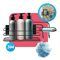 Suporte Banheiro Cantoneira Preto Arthi com Fita 3M - imagem 1