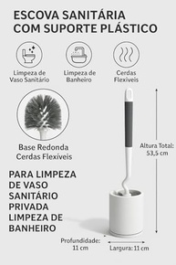 Escova Sanitária com Suporte Plástico - Base Redonda e Cerdas Flexíveis para Limpeza Eficiente do Vaso Sanitário - imagem 4