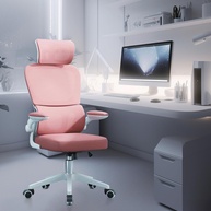 Cadeira de Escritório Ergonômica Rosa com Suporte Lombar e Encosto Ajustável - imagem 1