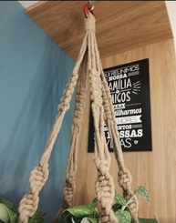 Suporte de Corda Macramê 90 cm para Vasos de Plantas - Bege - imagem 5
