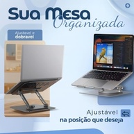 Suporte para Notebook Alumínio Ajustável com Base Giratória 360° - Ergonômico, Estável e Portátil para até 17" - imagem 4