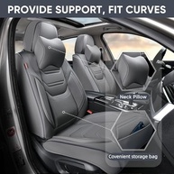 Capas de Assento de Couro Premium com Suporte Lombar e Encosto de Cabeça - Conforto e Estilo para Seu Carro - imagem 4