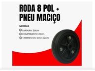 Roda de Borracha Maciça 8" - Alta Durabilidade e Suporte 100kg - imagem 3