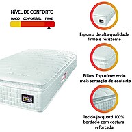 Colchão Solteiro D45 Lazio Pillow Top: Conforto e Suporte - imagem 2